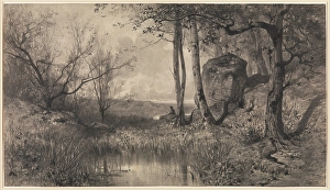 Pond Fisherman River Ain 1868-70 Charcoal black chalk Pond Fisherman River Ain 1868-70 Charcoal black chalk