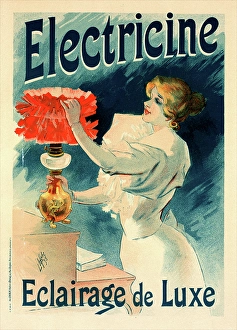 Poster for l Electricine, Lucien Lefevre 1850 France, exhibited in the Salon Poster for l Electricine, Lucien Lefevre 1850 France, exhibited in the Salon