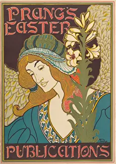 Vintage American Art Prints: Prang Publications Easter 1895 Lithograph Sheet