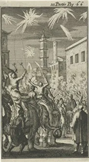 Procession elephants music fireworks occasion Procession elephants music fireworks occasion