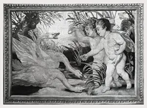 Swans In Art History Prints: Putti swans
