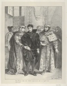Queen Tries Console Hamlet 1834 Lithograph second state Queen Tries Console Hamlet 1834 Lithograph second state
