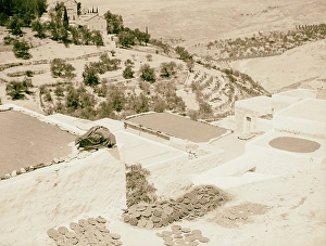 Safad Mission compound Flat roofs covered drying wheat Safad Mission compound Flat roofs covered drying wheat
