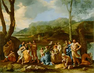 Nicolas Poussin Oil Paintings Prints: Saint John Baptizing in the River Jordan