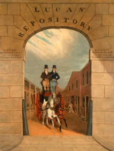 Schooling a Pair in a Brake at Lucass Yard, Clerkenwell Signed and dated, lower left Schooling a Pair in a Brake at Lucass Yard, Clerkenwell Signed and dated, lower left