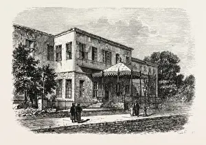 1879 Engraving Print of Shephards Hotel in Egypt
