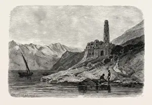 Print of a Koptic Monastery Near Philae, Egypt
