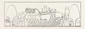 Four-Horse Chariot Print, Egypt 1879 Engraving