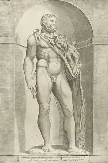 Hercules Statue Prints: Statue of Emperor Commodus as Hercules, Jacob Bos, Antonio Lafreri, 1550