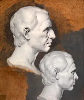 Joseph Wright Of Derby Paintings Prints: Studies of a Classical Bust A Study after an Antique Bust in Two Positions, Joseph