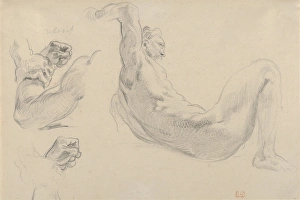 Studies Fallen Male Nude Hercules Horses Diomedes Studies Fallen Male Nude Hercules Horses Diomedes