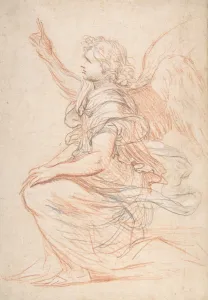 Study Archangel Gabriel 17th century Red chalk Study Archangel Gabriel 17th century Red chalk