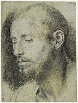 16th Century European Art Prints: Study of the Head of a Bearded Man