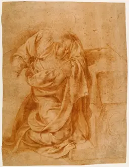 16th Century Italian Art Prints: Study for the Kneeling Virgin