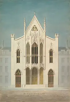 American Watercolor Paintings Prints: Study Library front elevation 1838 Watercolor