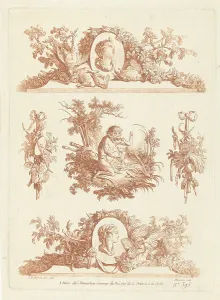 Study sheet five vignettes medallion Dianas head Study sheet five vignettes medallion Dianas head