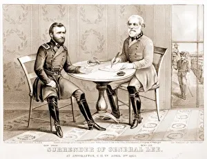 American Civil War Lithograph Prints: Surrender of General Lee - at Appomattox, C. H. Va. April 9th 1865;Currier & Ives