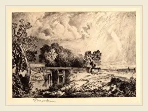 Thomas Moran Paintings Prints: Thomas Moran, A Rustic Bridge, American, 1837-1926, 1879, etching