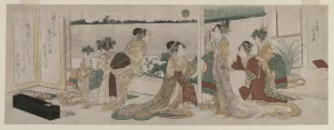 Tsukasa Courtesans Ogiya Watching Autumn Moon Rise Tsukasa Courtesans Ogiya Watching Autumn Moon Rise
