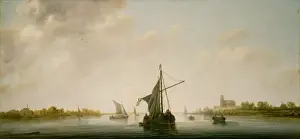 Aelbert Cuyp Paintings Prints: A View of the Ms at Dordrecht