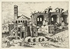 Print of the Temple of Romulus and Basilica of Constantine