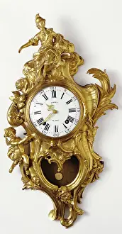 Wall Clock Print: Gilt bronze and enamelled metal timepiece