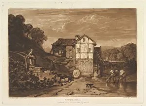 British Landscape Artwork Prints: Water Mill Liber Studiorum part VIII plate 37