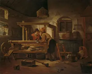 Historical Interior Scene Prints: Weavers Workshop Interior weavers workshop