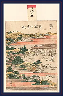Woodcut Print of a Village and Coastline