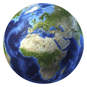 3D rendering of planet Earth, centered on Africa and Europe 3D rendering of planet Earth, centered on Africa and Europe
