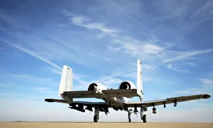 An A-10 Thunderbolt II taxies out of the hot pit at Whiteman Air Force Base, Missouri An A-10 Thunderbolt II taxies out of the hot pit at Whiteman Air Force Base, Missouri