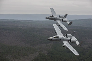 A-10 Thunderbolt IIs flying over Razorback Range, Arkansas A-10 Thunderbolt IIs flying over Razorback Range, Arkansas