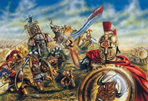 Ancient Greek Battle Scene Prints: Alexander the Great Generals attacking each other