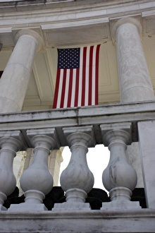 American Flags hang in the Amphitheatre at Arlington National Cemetery, Virginia American Flags hang in the Amphitheatre at Arlington National Cemetery, Virginia