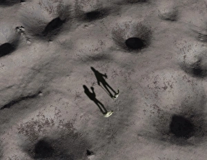 Planetary Science Images Prints: Artists concept of humans exploring the surface of an asteroid