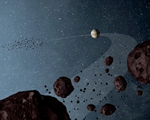 Artists concept of Jovian Trojans asteroids Artists concept of Jovian Trojans asteroids