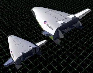 Artist's concept showing the relative sizes of the X-33 and VentureStar Artist's concept showing the relative sizes of the X-33 and VentureStar