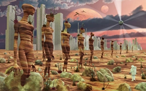 Astronaut exploring the remains of an ancient alien civilization Astronaut exploring the remains of an ancient alien civilization