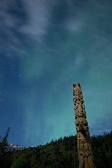 Aurora above totem pole Aurora above totem pole