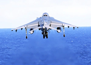 An AV-8B Harrier jet launches off the flight deck of USS Peleliu An AV-8B Harrier jet launches off the flight deck of USS Peleliu