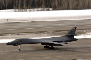 A B-1B Lancer performs a touch and go before landing A B-1B Lancer performs a touch and go before landing