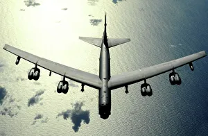 A B-52 Stratofortress in flight over the Pacific Ocean A B-52 Stratofortress in flight over the Pacific Ocean
