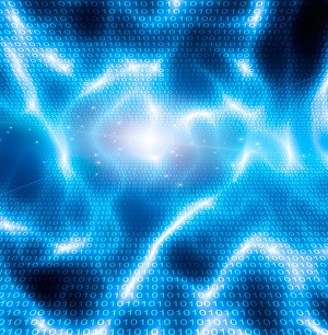 Binary Code Background Prints: Background with binary code and light fluctuations