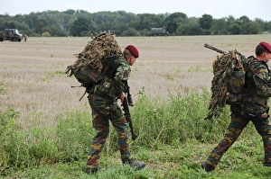 Belgian Paratroopers (red berets) after an intervention Belgian Paratroopers (red berets) after an intervention