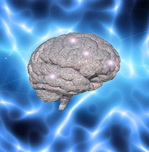 Glowing Nodes Brain Working Print