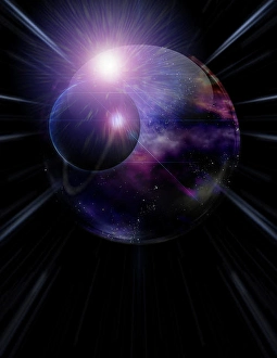 Abstract Space Art Prints: Bubble of Space inside crystal