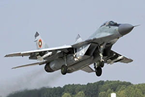 Bulgarian Air Force MiG-29 jet fighter taking off Bulgarian Air Force MiG-29 jet fighter taking off