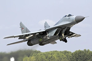 A Bulgarian Air Force MiG-29UB taking off from Graf Ignatievo Air Base A Bulgarian Air Force MiG-29UB taking off from Graf Ignatievo Air Base