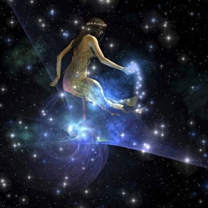 Celesta, spirit creature of the universe, spreads stars throughout the cosmos Celesta, spirit creature of the universe, spreads stars throughout the cosmos