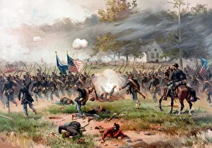 Civil War painting of Union and Confederate troops fighting at The Battle of Antietam Civil War painting of Union and Confederate troops fighting at The Battle of Antietam